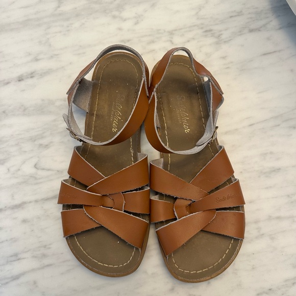 Salt Water Brown Leather Sandals Youth 7 (Women’s size 9) - Picture 4 of 8